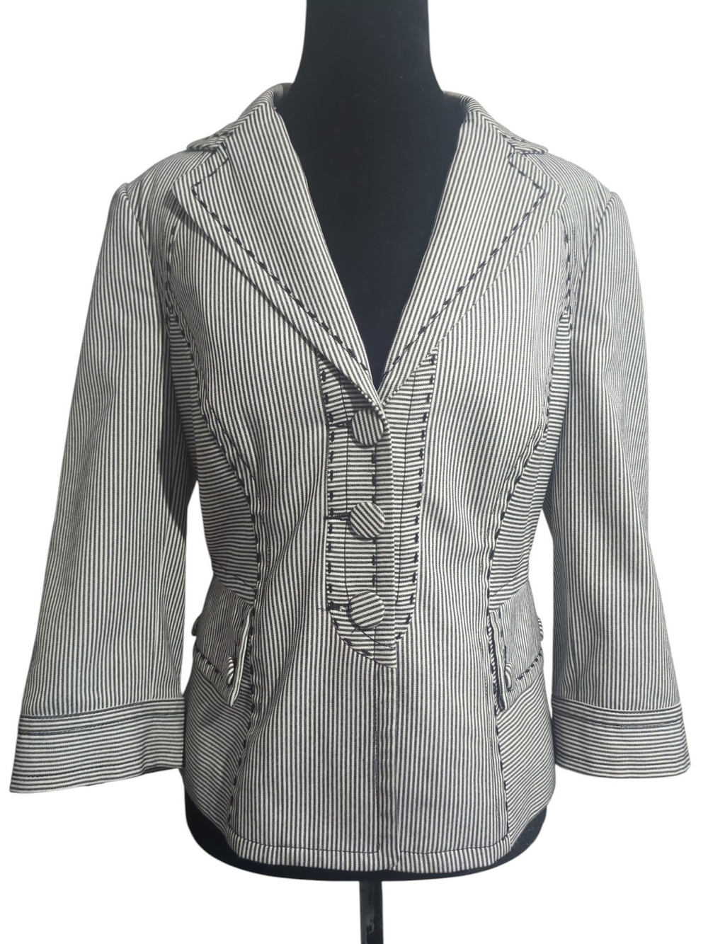 Striped Black & White Tailored Women's Blazer